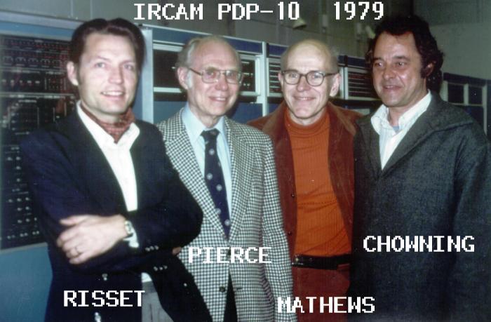Jean-Claude Risset, Charles Pierce, Max Mathews, and John Chowning